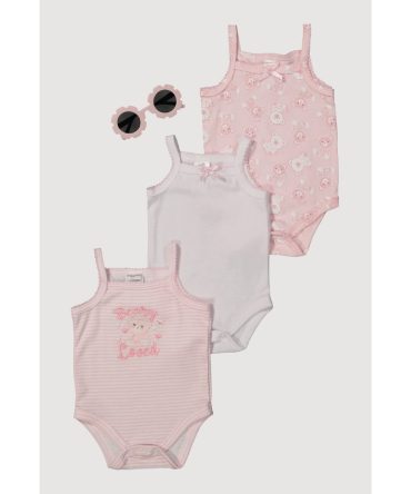 Baby Girls 0-9M Beary Loved Graphic Bodysuits with Sunglasses