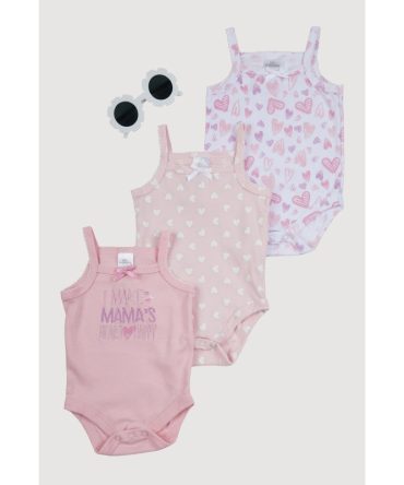 Baby Girls 0-9M Mamas Heart Graphic Bodysuits with Sunglasses