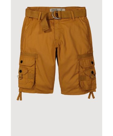 Boys Tie Hem Belted Cargo Shorts
