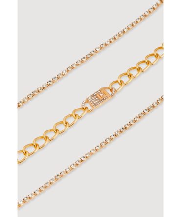 Cubic Zirconia Buckle Charm Anklet Trio