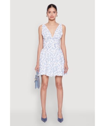 Ditsy Floral Print Corset Mini Dress