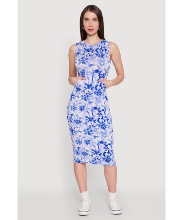 Floral Print Hooded Tank Dress