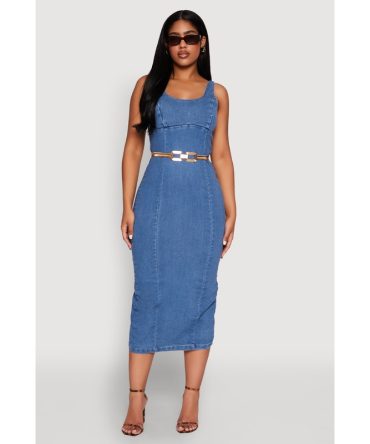 Haute Monde Denim Slit Back Tank Dress