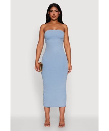 Haute Monde Denim Slit Back Tube Dress
