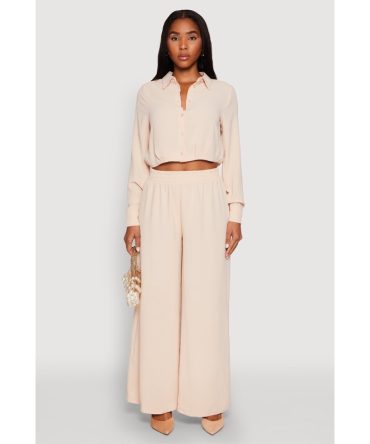 Haute Monde Elastic Waist Wide Leg Pants