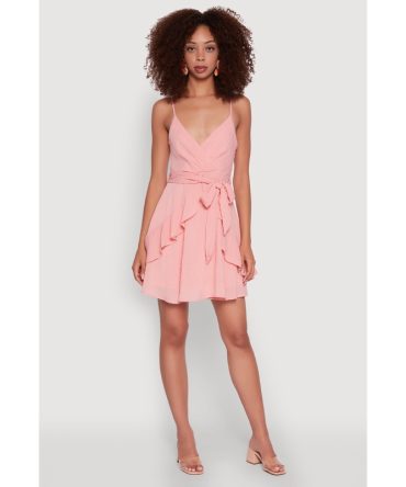 Iris Pinstripe Tie Waist Belted Dress