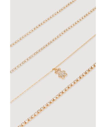 Rhinestone Bear Anklets Set of 4