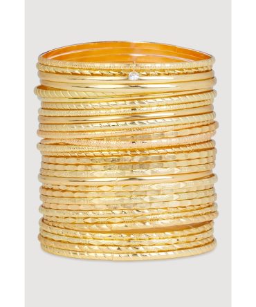 Textured Metallic Bangles Set of 30