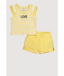 Baby Girls 0-9M Ribbed Knit Flutter Sleeve Top and Shorts