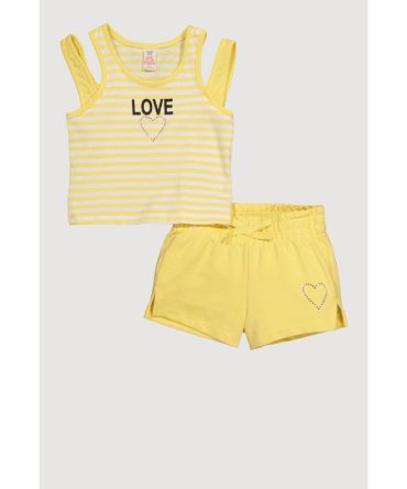 Toddler Girls Striped Love Graphic Tank Top and Shorts