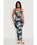 Tropical Floral Print Bustier Skater Dress