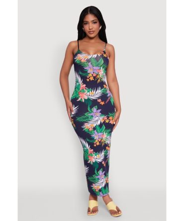 Tropical Print Cami Maxi Dress