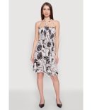 Tropical Print Smocked Halter Neck Dress