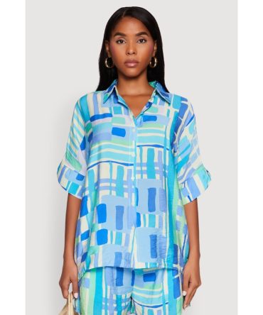Abstract Geometric Print Airy Shirt