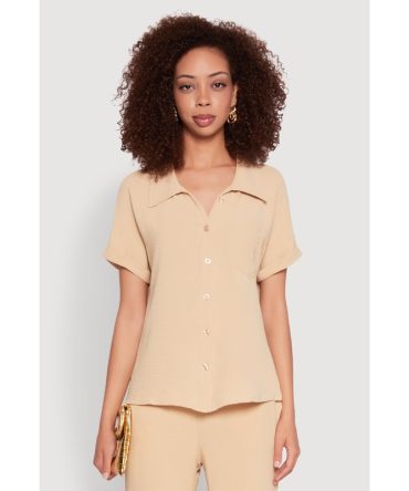 Airy Fixed Cuff Button Front Shirt