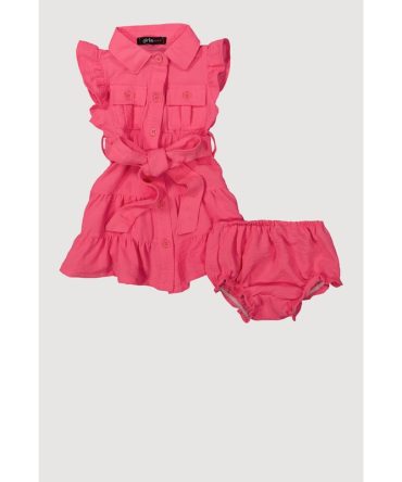 Baby Girls 0-9M Airy Tiered Shirt Dress with Bubble Shorts