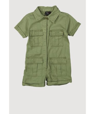Baby Girls 12-24M Mineral Wash Button Front Utility Romper