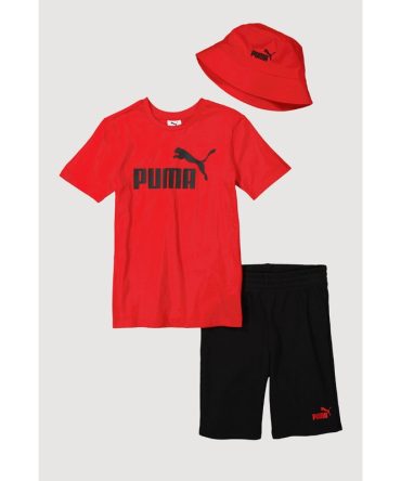 Boys Puma Tee and Shorts with Bucket Hat