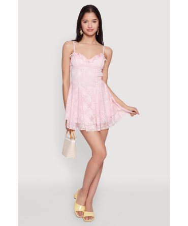 Floral Lace Bustier Skater Dress