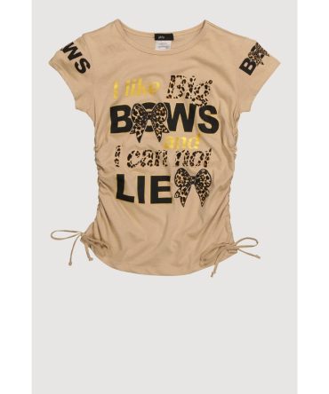 Girls I Like Big Bows Crew Neck Graphic T-Shirt