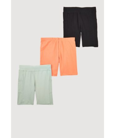 Girls Side Pocket Bike Shorts Set of 3