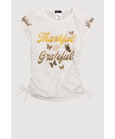 Girls Thankful and Grateful Graphic T-Shirt