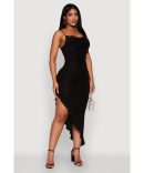 Haute Monde Cowl Neck Asymmetrical Dress
