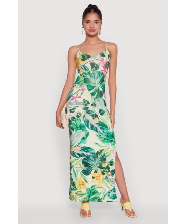 Haute Monde Floral V-Neck Side Slit Dress