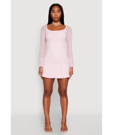 Iris Lace Overlay Long Sleeve Mini Dress