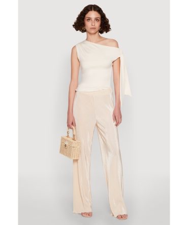 Iris Plisse Lettuce Edge Wide Leg Pants