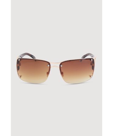 Leopard Print Metallic Detail Ombre Lens Sunglasses