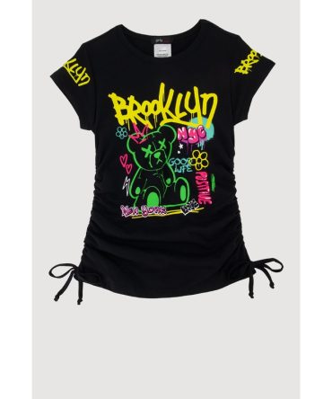 Little Girls Brooklyn NYC Bear Graphic Print T-Shirt