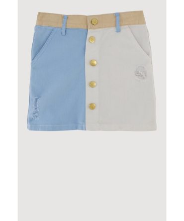 Little Girls Color Blocked Denim Skirt