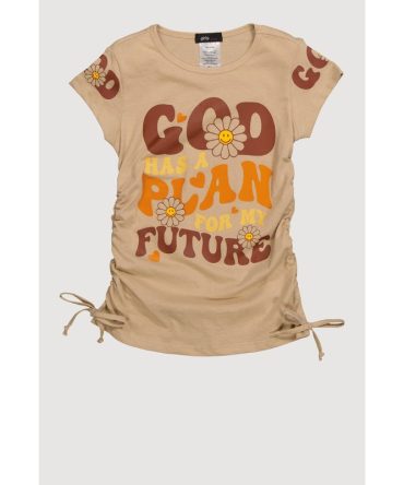 Little Girls God Has A Plan Crew Neck Graphic Print T-Shirt