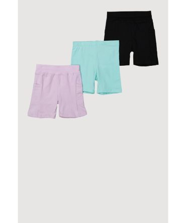 Little Girls Side Pocket Bike Shorts 3 Pack