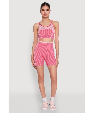 Seamless Striped Biker Shorts