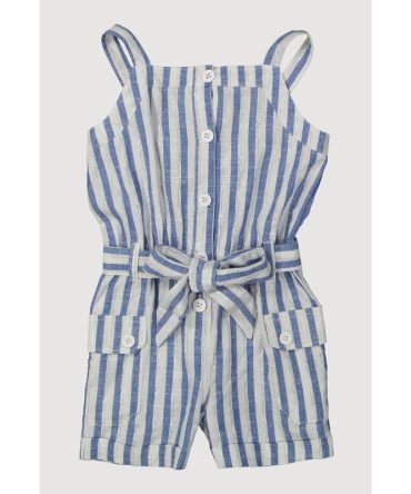 Toddler Girls Lurex Striped Cargo Pocket Romper