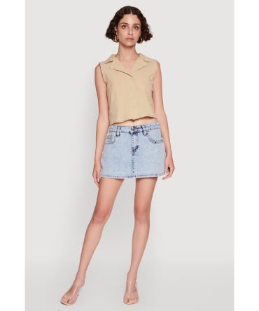 Trendy Button Front Cropped Blazer Vest