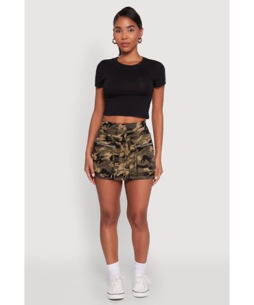 Trendy Camo Zip Pocket Mini Skirt