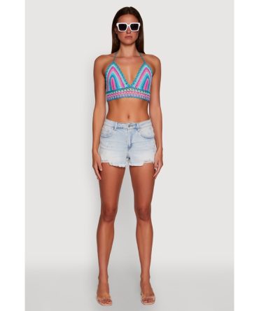 Trendy Crochet Cropped Halter Top