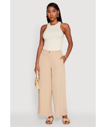 Trendy High Waisted Wide-Leg Palazzo Pants