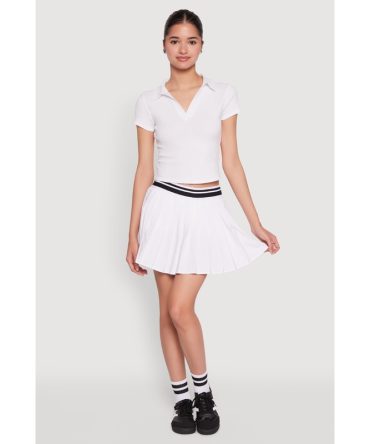 Varsity Stripe Waistband Pleated Tennis Skirt