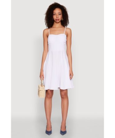 Airy Bustier Pleated Skater Dress