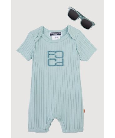 Baby 0-9M Chenille Patch Romper with Sunglasses