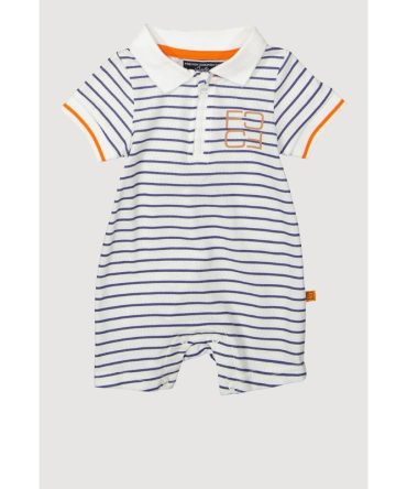 Baby 0-9M Striped Textured Knit Romper
