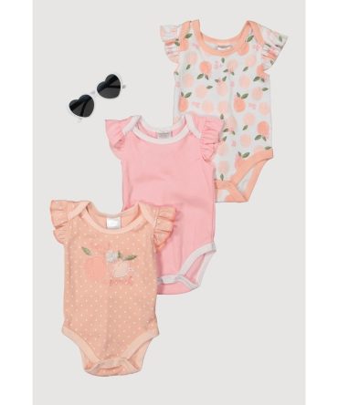 Baby Girls 0-9M Sweet As A Peach Graphic Bodysuits with Sunglasses