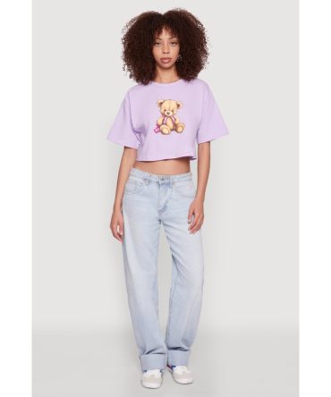 Bear Graphic Cropped Tee