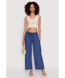 Crepe Knit Paper Bag Waist Belted Dress Pants