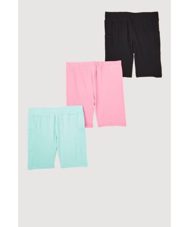 Girls Solid Biker Shorts 3 Pack