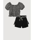 Girls Teddy Bear Fringe Tee and Shorts